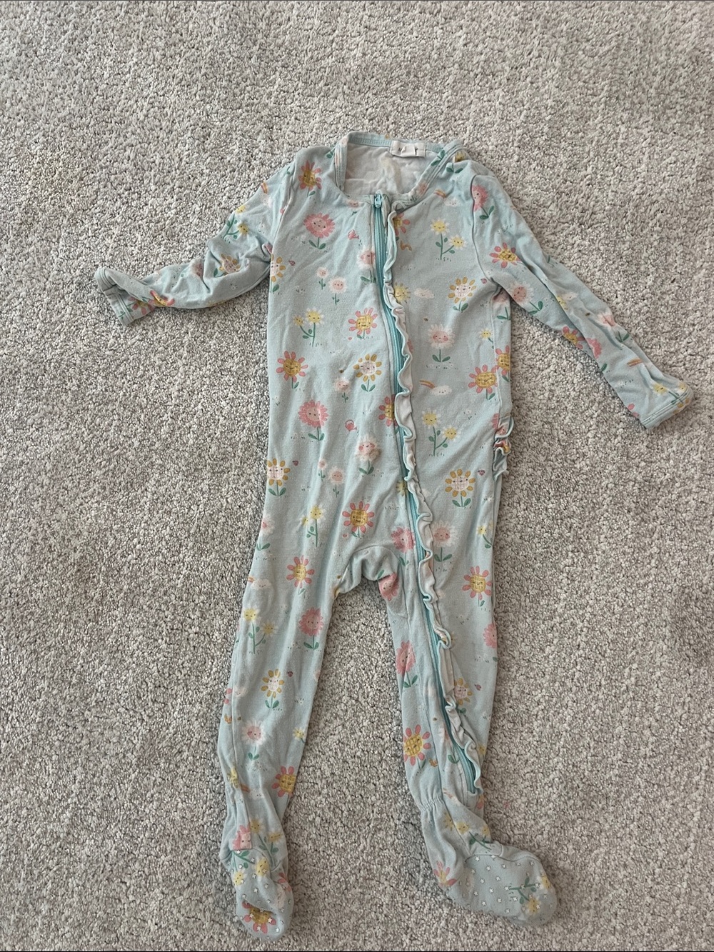 Angel Dear Floral Footed pajamas -12-18 months EUC